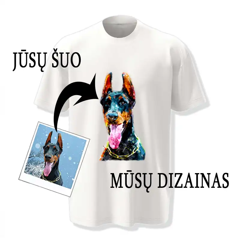 Unisex oversized marškinėliai su Jūsų augintinio nuotrauka